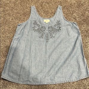 Lucky Brand Women's Blue Embroidered Tank Top size XL